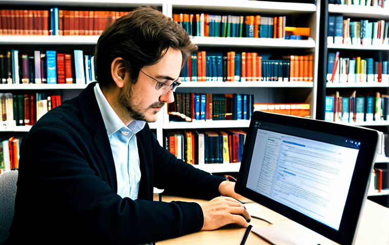 Digital Humanities Research**

"A researcher in a brightly lit, modern library setting, working on a computer displaying a complex network graph of literary characters. Books and academic papers are scattered on the desk, hinting at deep analysis. Fully clothed in appropriate attire, professional environment, safe for work, perfect anatomy, correct proportions, natural pose, well-formed hands, proper finger count, natural body proportions, high-quality rendering, family-friendly, appropriate content, modest clothing."

**