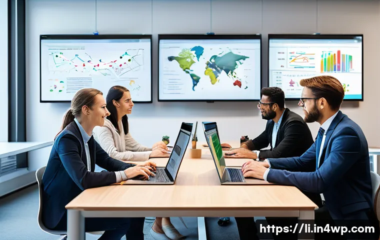 융합 연구의 상호 작용 모델 - A diverse team of researchers from biology, computer science, and engineering collaborating around a...