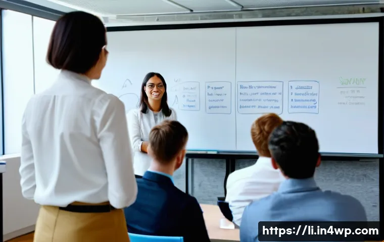 융합 연구 방법론의 성공 전략 - A dynamic multidisciplinary research team in a modern conference room, diverse experts including IT ...