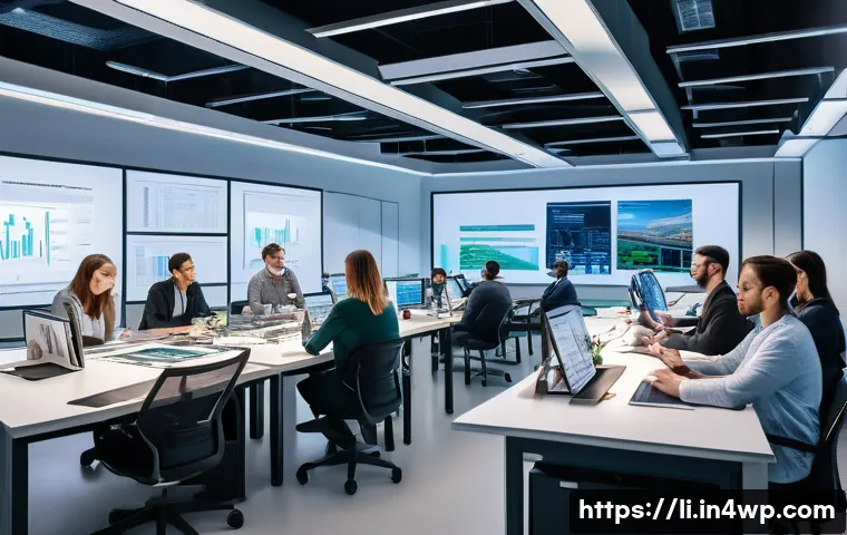 융합 연구의 지속 가능성 - A vibrant collaborative research environment featuring diverse professionals from academia and indus...